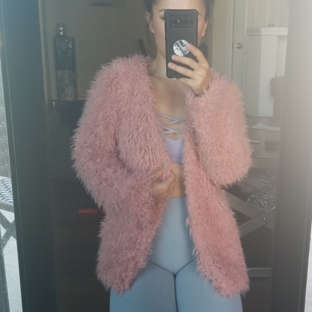 Mauve pink sherpa jacket
